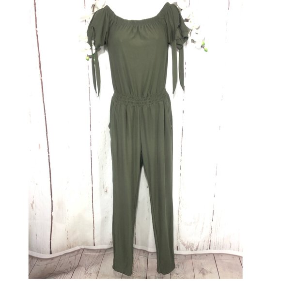 Derek Heart Pants - DEREK HEART OLIVE ROMPER JUMPSUIT SIZE S